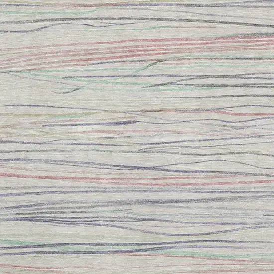 8' Beige Pink And Purple Striped Washable Area Rug With UV Protection Photo 2