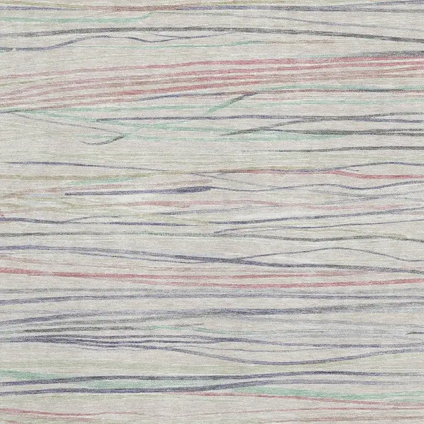 8' Beige Pink And Purple Striped Washable Area Rug With UV Protection Photo 2