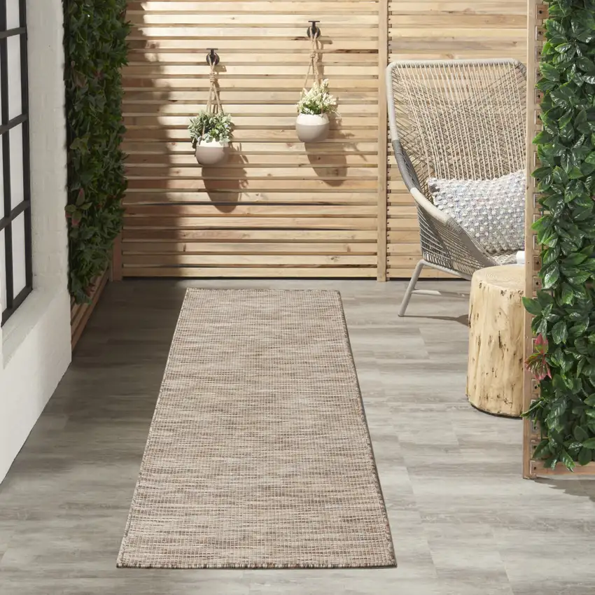 8' Beige Power Loom Runner Rug Photo 5