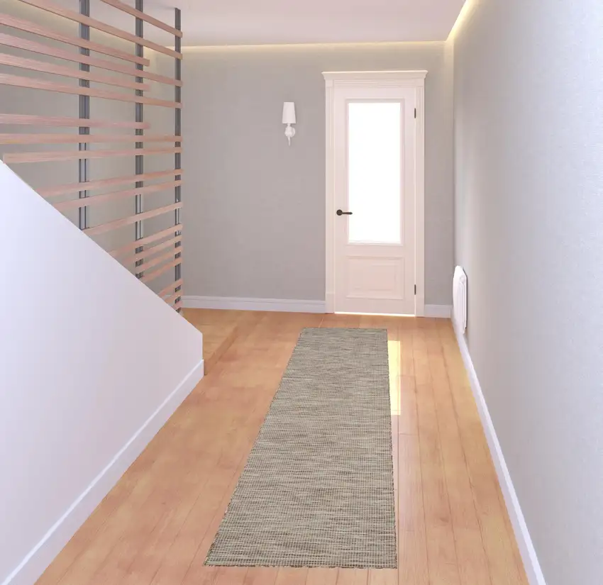 8' Beige Power Loom Runner Rug Photo 2