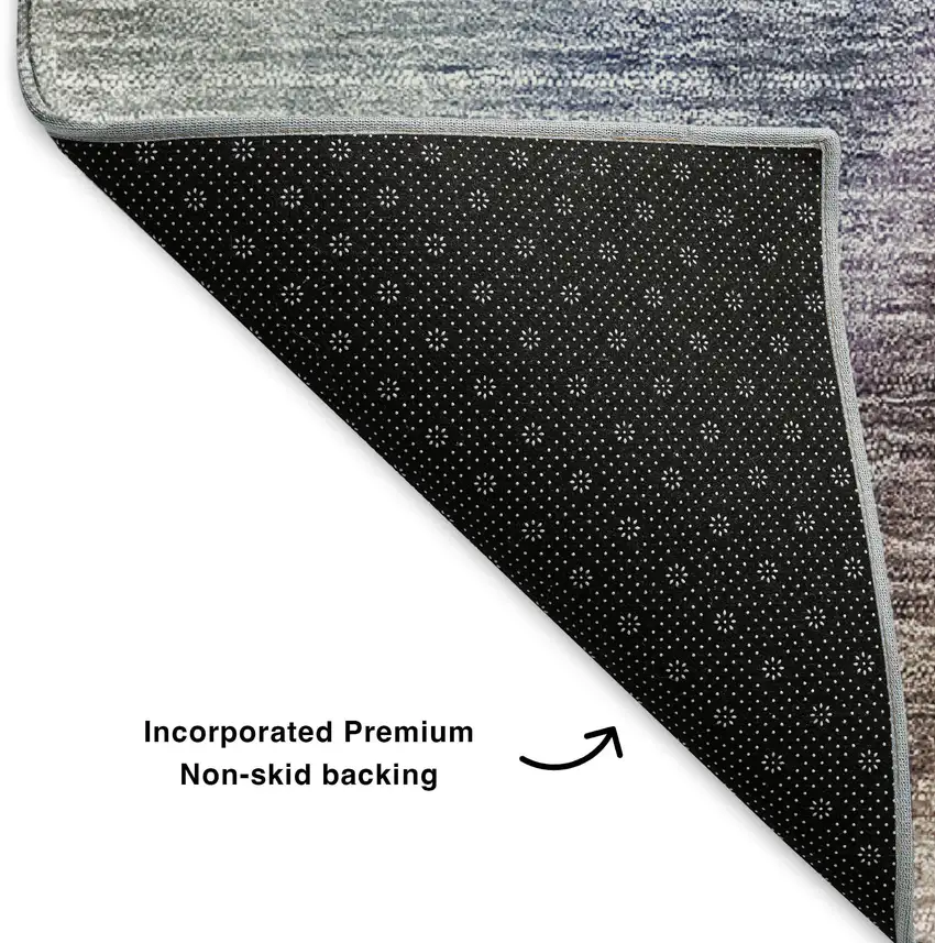 8' Beige Purple And Blue Ombre Washable Round Rug With UV Protection Photo 6