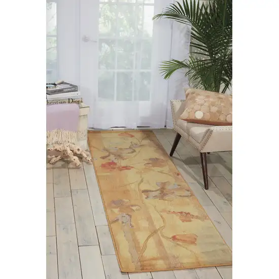8' Beige Red And Orange Floral Non Skid Runner Rug Photo 4
