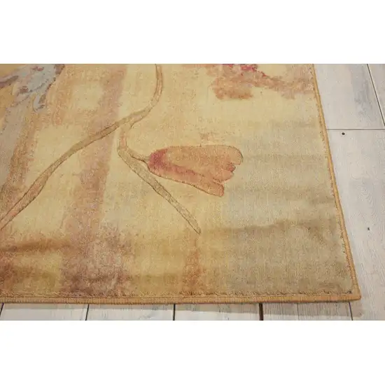 8' Beige Red And Orange Floral Non Skid Runner Rug Photo 6