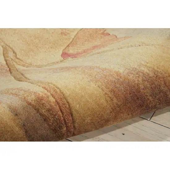 8' Beige Red And Orange Floral Non Skid Runner Rug Photo 8