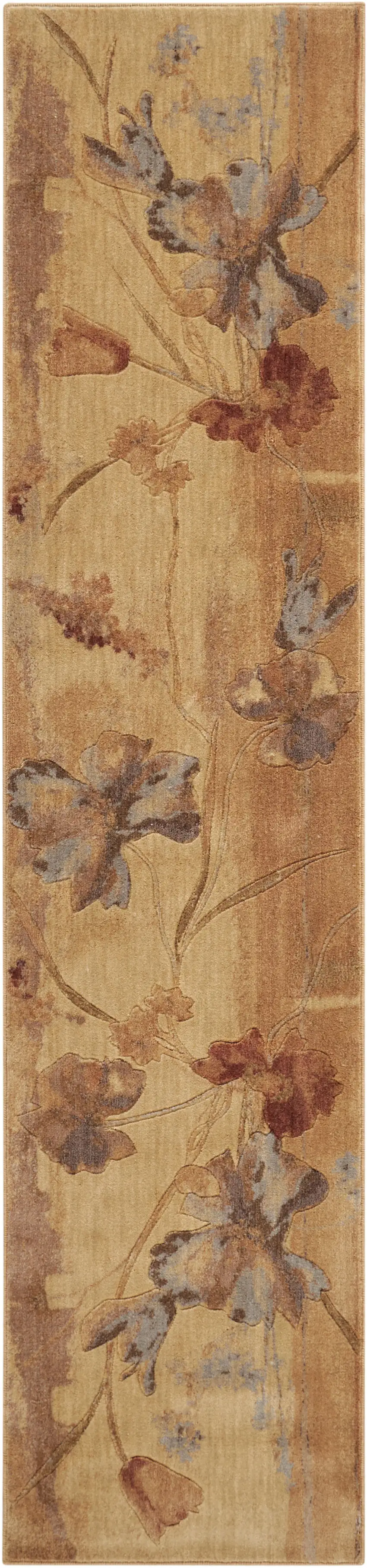 10' Beige Red And Orange Floral Non Skid Runner Rug Photo 4