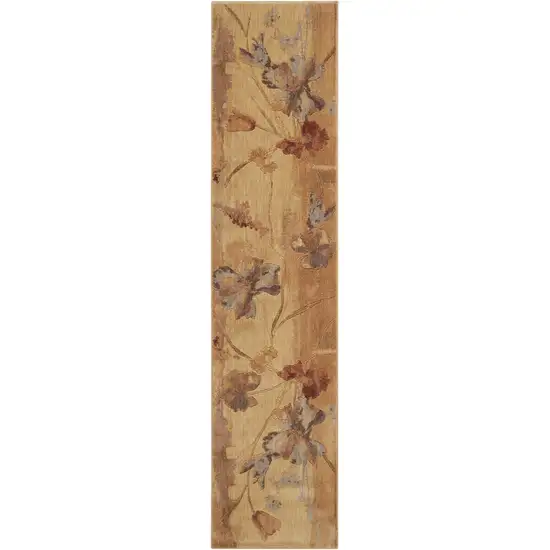 10' Beige Red And Orange Floral Non Skid Runner Rug Photo 4