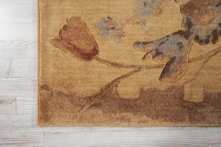 10' Beige Red And Orange Floral Non Skid Runner Rug Photo 8