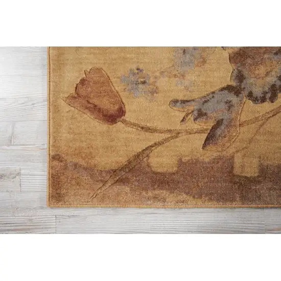 10' Beige Red And Orange Floral Non Skid Runner Rug Photo 8