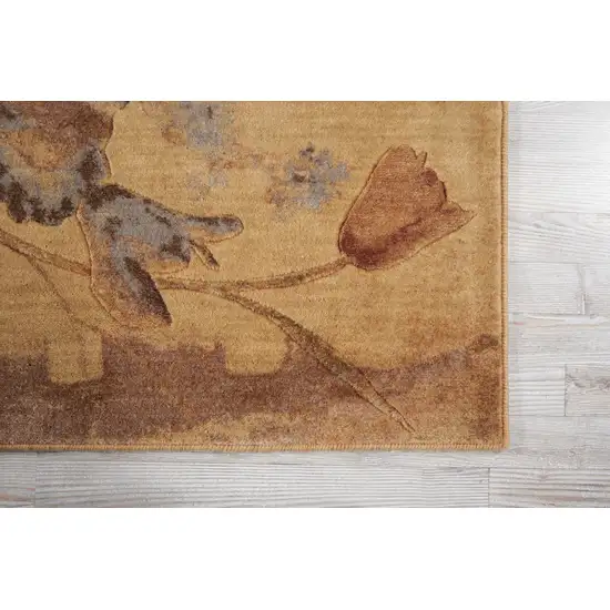 10' Beige Red And Orange Floral Non Skid Runner Rug Photo 7
