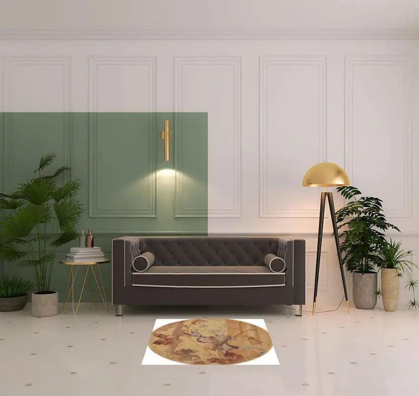 4' Beige Red And Orange Floral Round Rug Photo 1