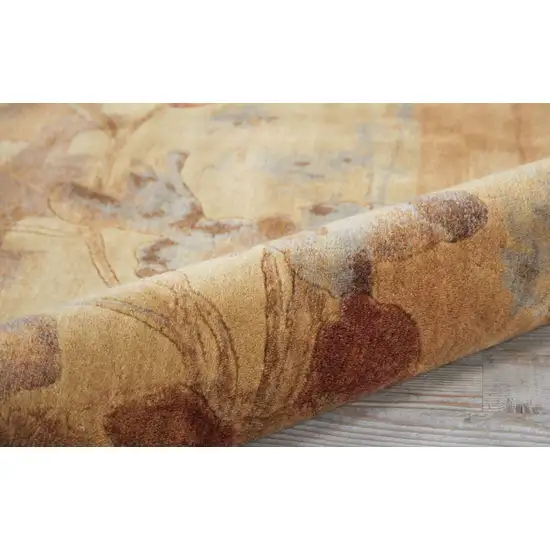 4' Beige Red And Orange Floral Round Rug Photo 8