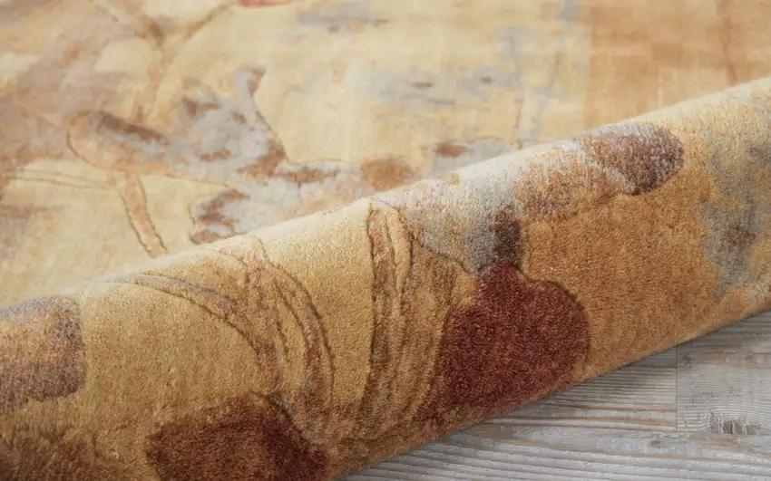 4' Beige Red And Orange Floral Round Rug Photo 8