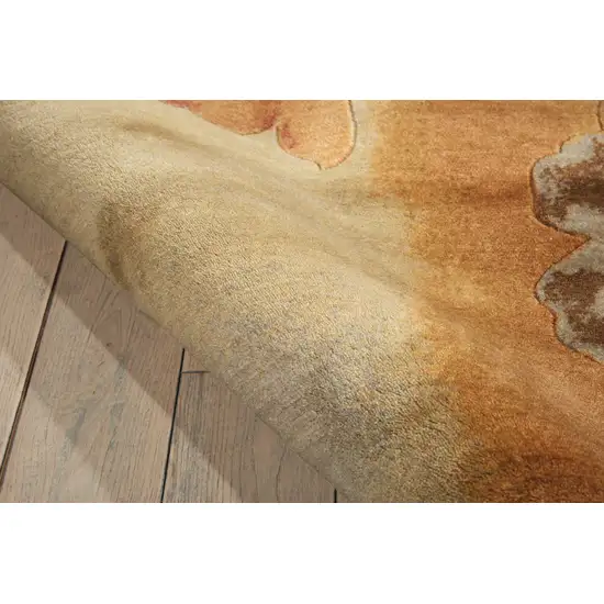 6' Beige Red And Orange Floral Round Rug Photo 7