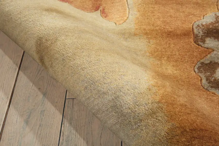 6' Beige Red And Orange Floral Round Rug Photo 7