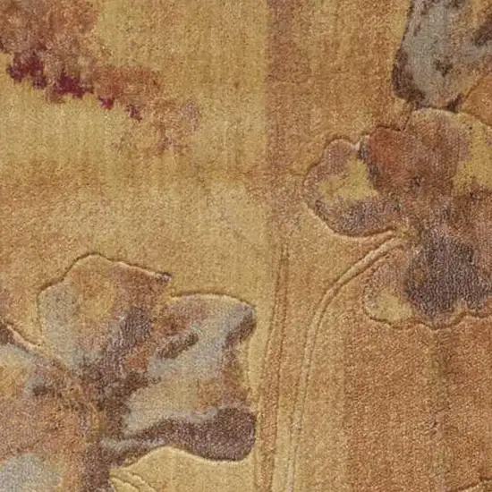 6' Beige Red And Orange Floral Runner Rug Photo 3