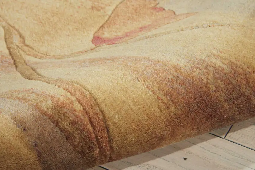 6' Beige Red And Orange Floral Runner Rug Photo 8