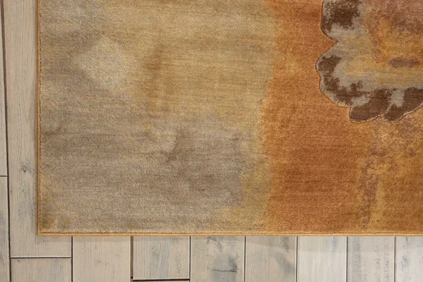 6' Beige Red And Orange Floral Runner Rug Photo 7