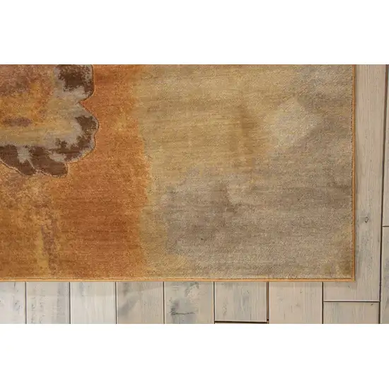 6' Beige Red And Orange Floral Runner Rug Photo 6