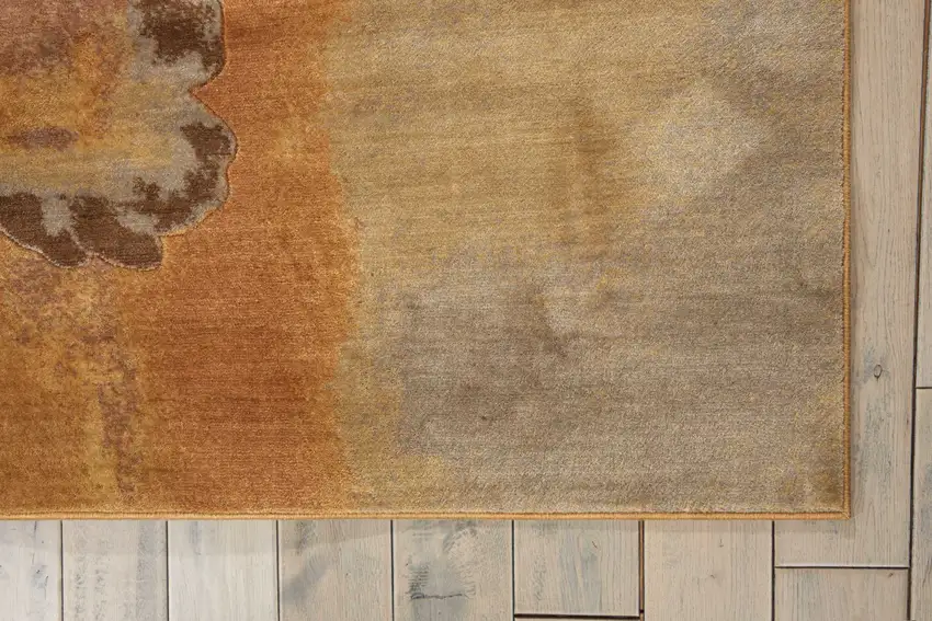 6' Beige Red And Orange Floral Runner Rug Photo 6