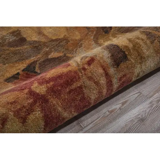 6' Beige Red And Yellow Floral Non Skid Round Rug Photo 8