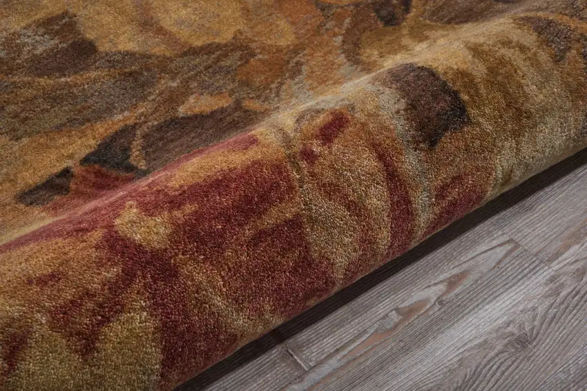 6' Beige Red And Yellow Floral Non Skid Round Rug Photo 8