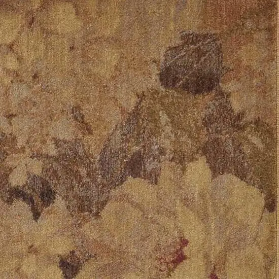 8' Beige Red And Yellow Floral Non Skid Runner Rug Photo 3