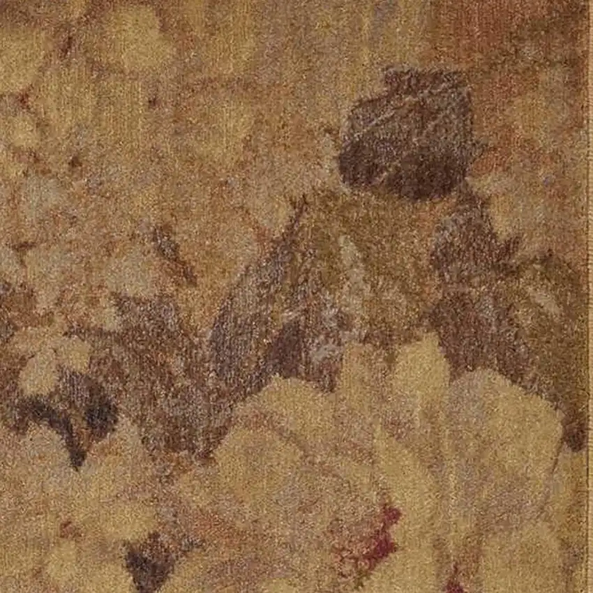 8' Beige Red And Yellow Floral Non Skid Runner Rug Photo 3