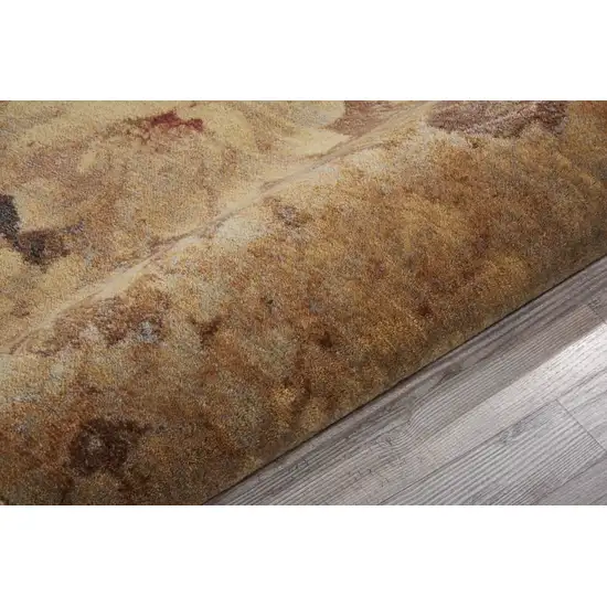 8' Beige Red And Yellow Floral Non Skid Runner Rug Photo 8