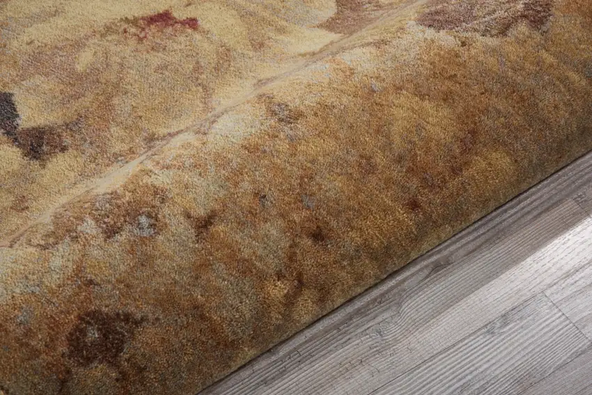 8' Beige Red And Yellow Floral Non Skid Runner Rug Photo 8