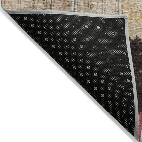 8' Beige Red And Yellow Round Striped Washable Indoor Outdoor Area Rug Photo 9