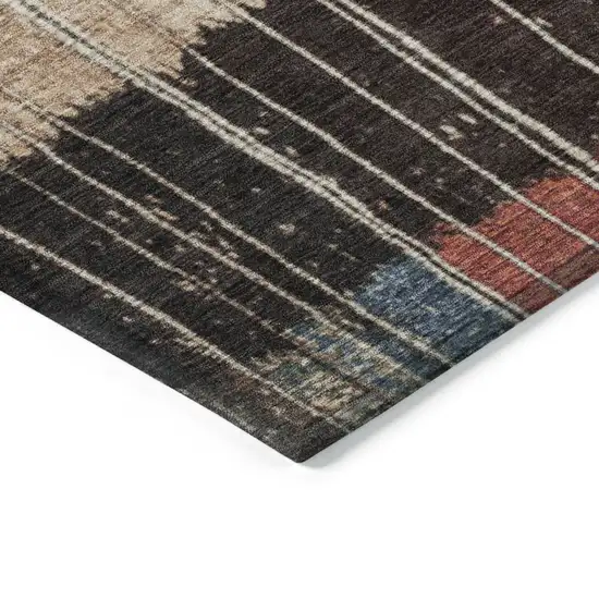 8' Beige Red And Yellow Round Striped Washable Indoor Outdoor Area Rug Photo 7