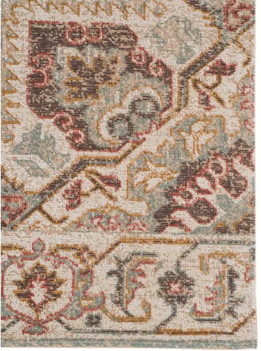 6' Beige Round Medallion Power Loom Area Rug With Fringe Photo 2