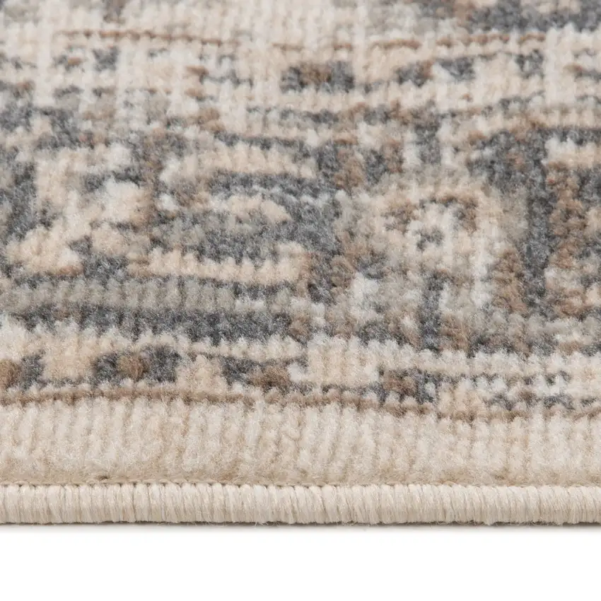 8' Beige Round Medallion Power Loom Area Rug Photo 7