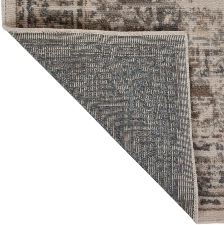 8' Beige Round Medallion Power Loom Area Rug Photo 4
