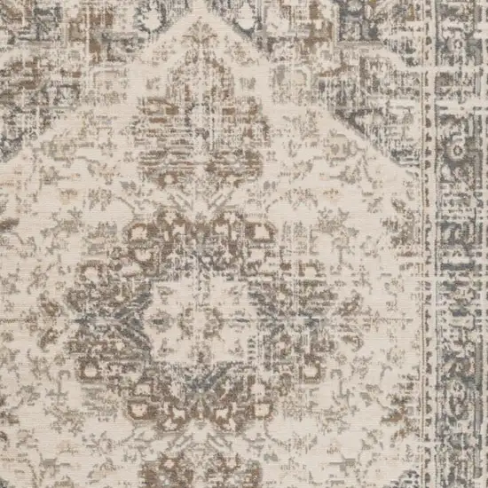 8' Gray And Beige Medallion Round Rug Photo 4