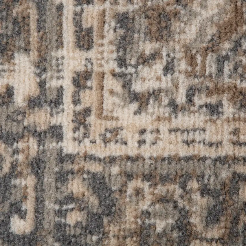 8' Beige Round Medallion Power Loom Area Rug Photo 6