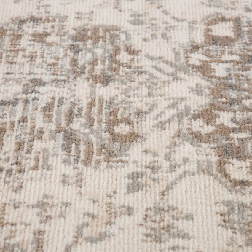 8' Beige Round Medallion Power Loom Area Rug Photo 8