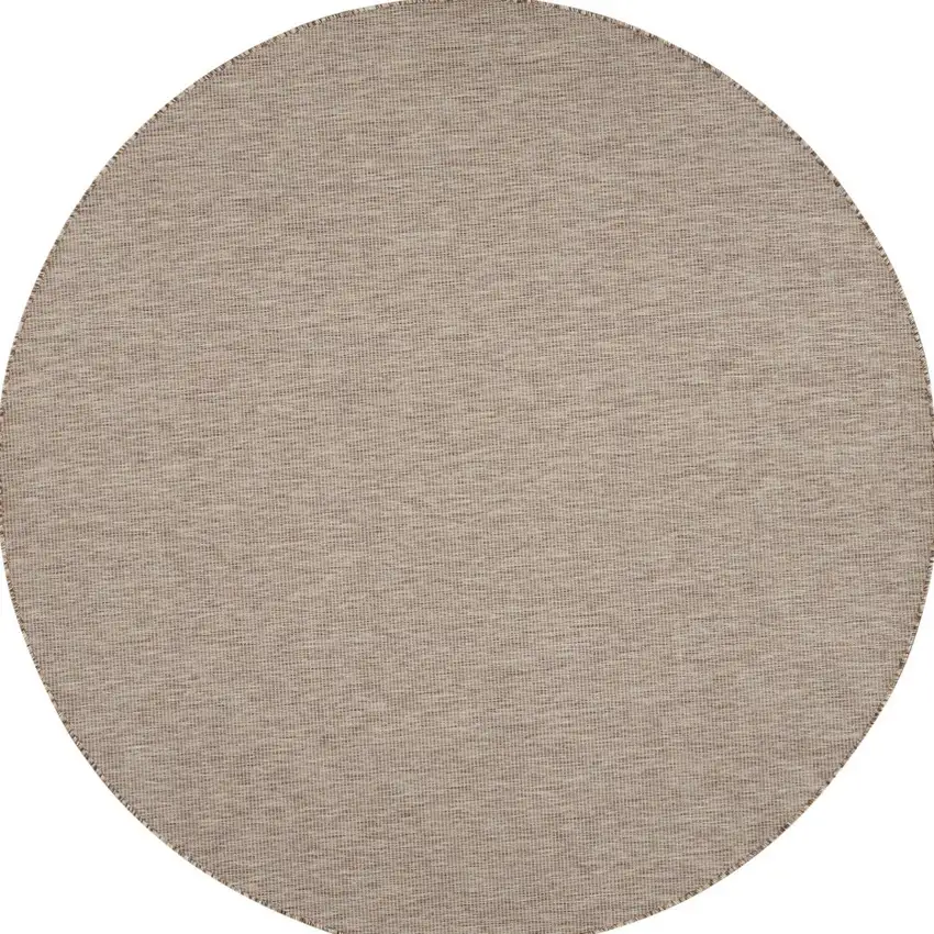 8' Beige Round Power Loom Area Rug Photo 5