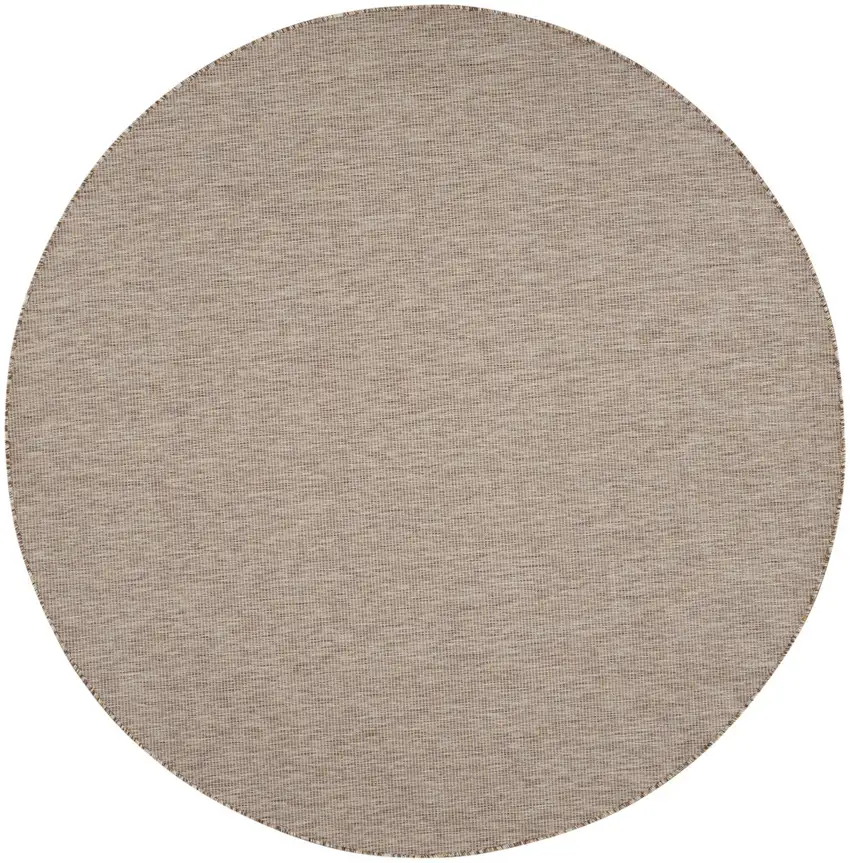 8' Beige Round Power Loom Area Rug Photo 1