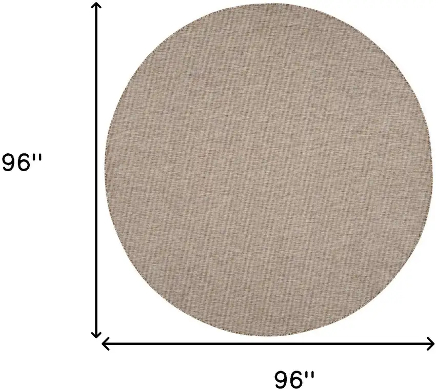 8' Beige Round Power Loom Area Rug Photo 8