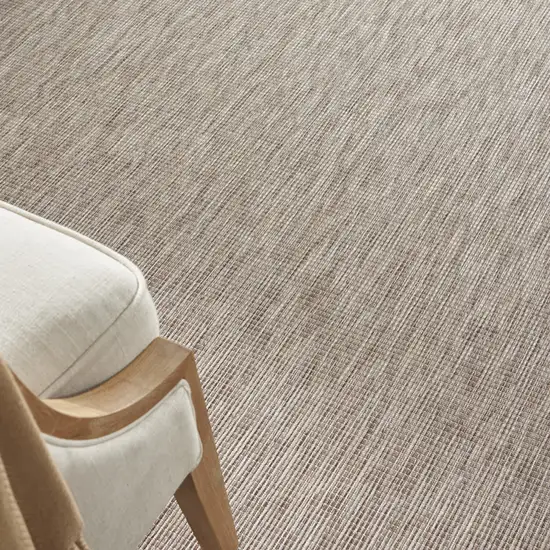 8' Beige Round Power Loom Area Rug Photo 4