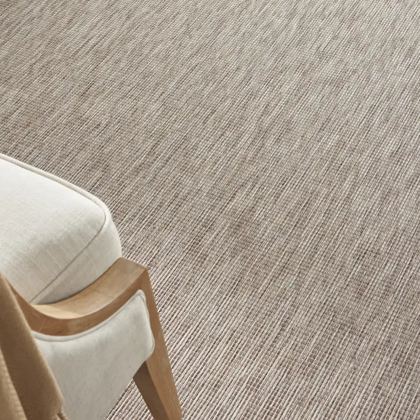 8' Beige Round Power Loom Area Rug Photo 4