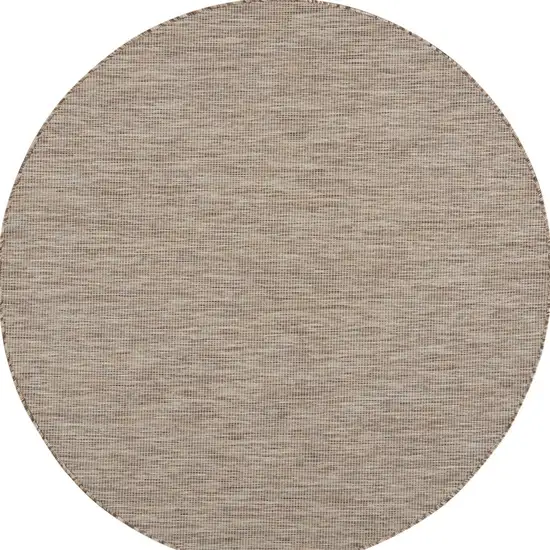 6' Beige Round Power Loom Area Rug Photo 4
