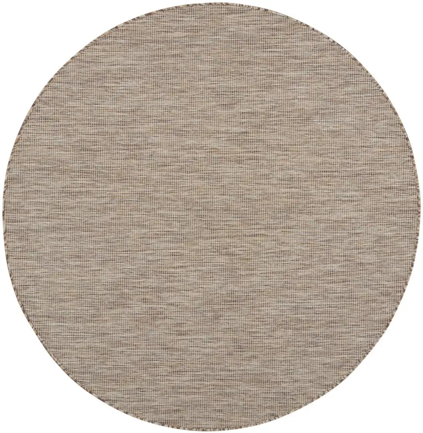 6' Beige Round Power Loom Area Rug Photo 1