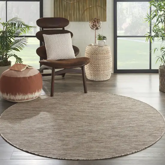 6' Beige Round Power Loom Area Rug Photo 6