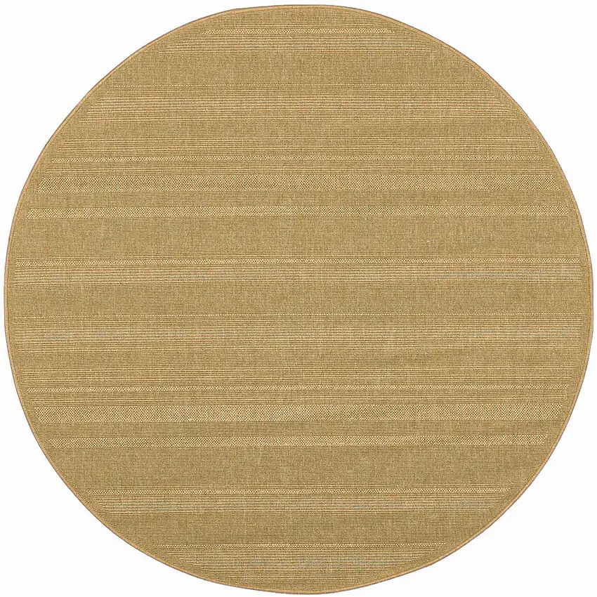 8' Beige Round Stain Resistant Indoor Outdoor Area Rug Photo 2