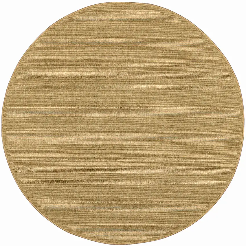 8' Beige Round Stain Resistant Indoor Outdoor Area Rug Photo 1