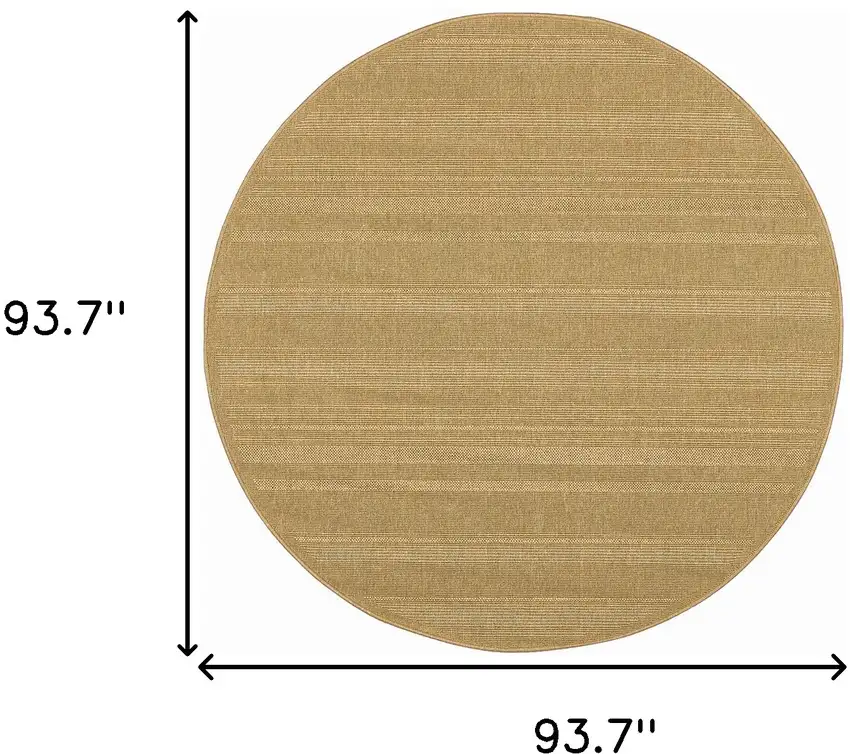 8' Beige Round Stain Resistant Indoor Outdoor Area Rug Photo 4