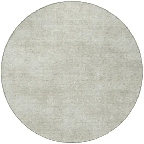 8' Beige Round Washable Indoor Outdoor Area Rug Photo 6