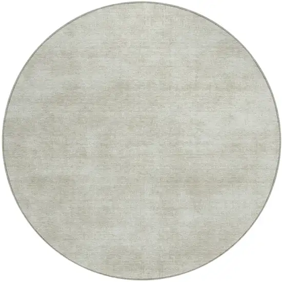 8' Beige Round Washable Indoor Outdoor Area Rug Photo 2
